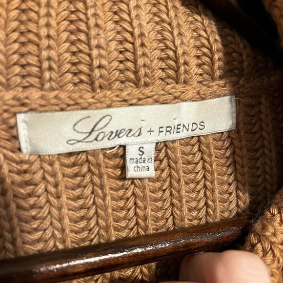 Lovers & Friends Turtleneck Rib Knit Crop Sweater Angora Blend Tan Small - Picture 4 of 6